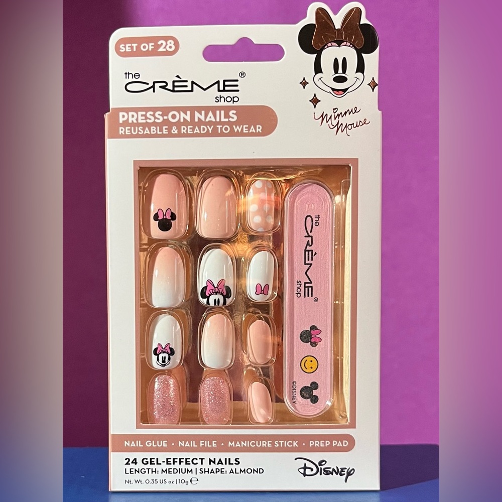 The Crème Shop Minnie Mouse Press-On Nails - Pink and White